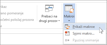 Komanda „Prikaži makroe“