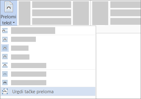 Opcija „Uredi tačke preloma“ za prelamanje teksta na traci