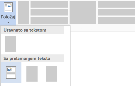 Dugme „Položaj“ na traci