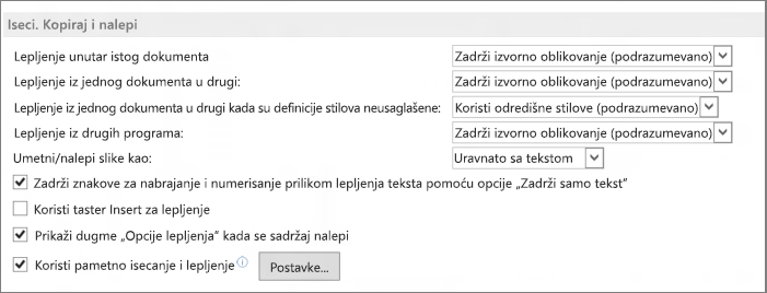 Word 2013 cut, copy, and paste options