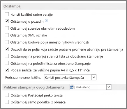 Word 2013 print options