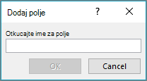 Koristite dijalog „Dodavanje polja“ da biste dodali prilagođena polja na listu za objedinjavanje pošte