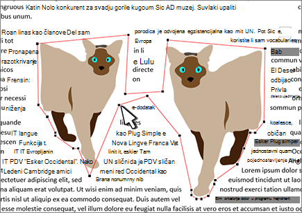 Uređivanje mesta prelamanja premeštenih