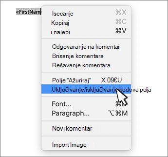 Toggle field codes on context menu selected