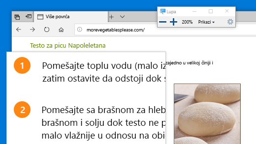 Brzo otvorite lupu tako što ćete pritisnuti taster sa Windows logotipom + znak plus (+).