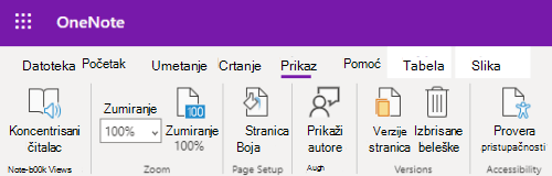 Kontrole za zumiranje u aplikaciji OneNote za veb.