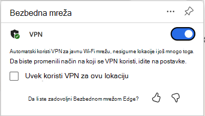 Snimak ekrana preklopnog dugmeta za VPN