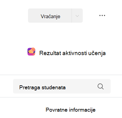 Snimak ekrana rezultata aktivnosti učenja.