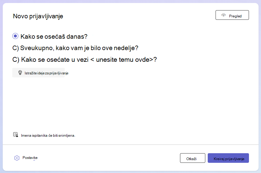 Snimak ekrana dijaloga za prijavljivanje.