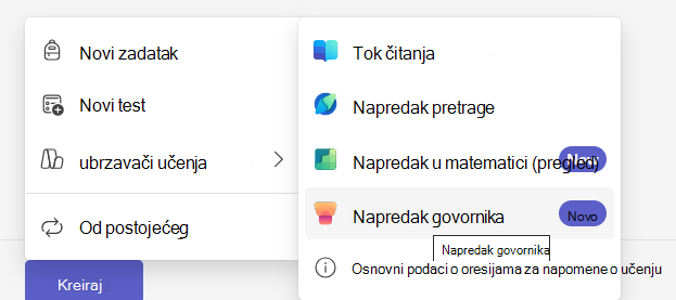 Snimak ekrana Napretka govornika.
