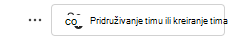 Snimak ekrana pridruživanja timu.