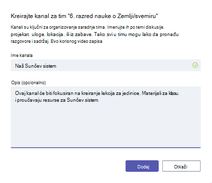 Kreiranje kanala