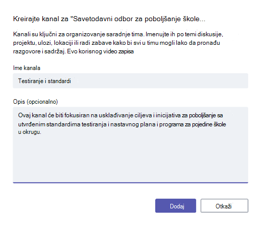 Kreiranje kanala