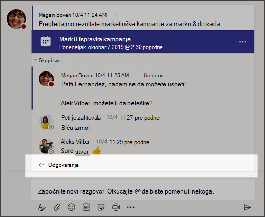 Snimak ekrana koji prikazuje opciju 