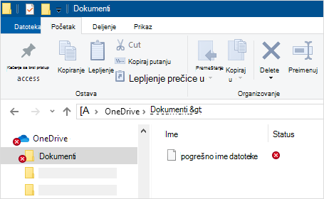 Istraživač datoteka prikazuje grešku OneDrive aplikacija za sinhronizaciju