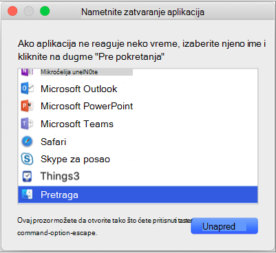 Prikazuje izabranu stavku 