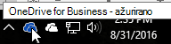 Snimak ekrana koji prikazuje kursor postavljen iznad plave ikone OneDrive sa tekstom OneDrive for Business.