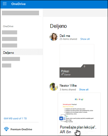 OneDrive deljene fascikle