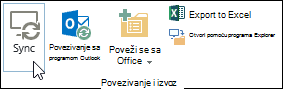 Sync option on the Library tab in the ribbon
