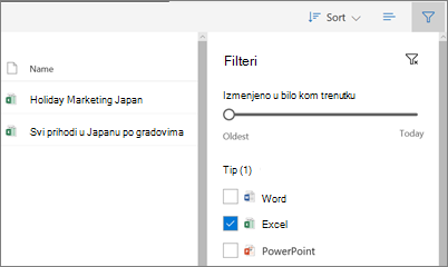 Snimak ekrana uređivanja prikaza 