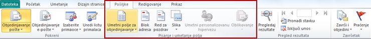Umetanje polja za objedinjavanje pošte