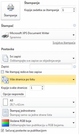 Štampanje više stranica po listu