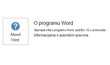 Snimak ekrana ažuriranja i osnovnih opcija u programu Word.