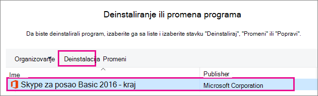 Na Kontrolna tabla odaberite 