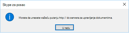 Poruka o grešci koja se prikazuje kada pokušate da otvorite datoteku sa lokacije koja nije OneDrive for Business