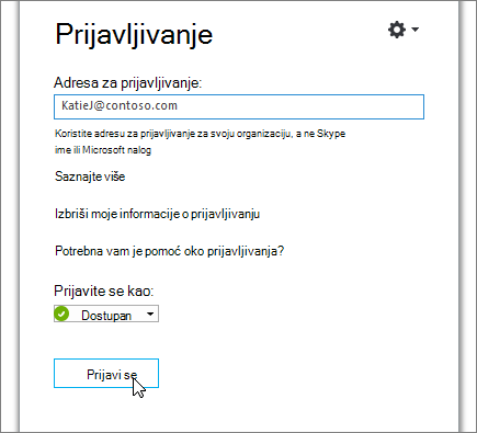 Snimak ekrana koji prikazuje dugme 