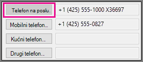 Broj telefona na poslu je zasivljen.