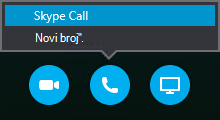 Izaberite „Poziv“ da biste se povezali sa Skype pozivom ili dobili poziv sa sastanka