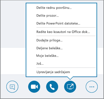 Snimak ekrana otvorenog menija 
