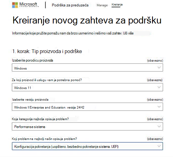 Kreirajte novi zahtev za podršku