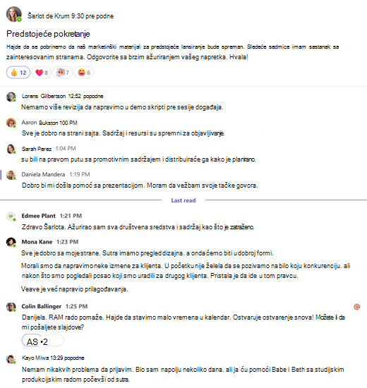 Potpuni prikaz razgovora na kanalu