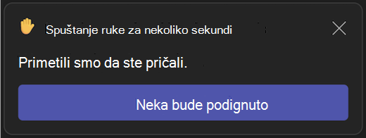 Korisnički interfejs za automatsko spuštanje podignute ruke