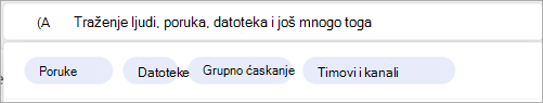 Snimak ekrana koji prikazuje filtere za pretragu vezane za određenu osobu.
