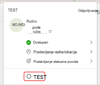 Snimak ekrana koji prikazuje kako da promenite organizaciju u usluzi Microsoft Teams.