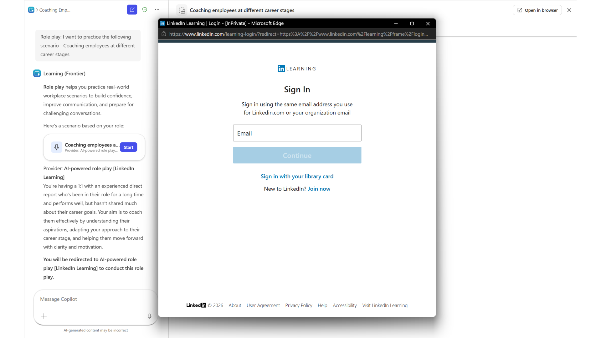Slika 17. Upit za prijavljivanje na LinkedIn Learning