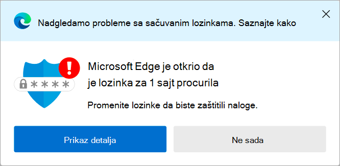 Upozorenje o procurelim lozinkama