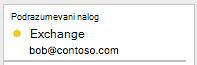 Prikazuje Exchange nalog u levom oknu programa Outlook za Mac sa ikonom narandžastog indikatora pored koja ukazuje na problem sa vezom.