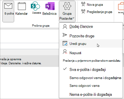 Na traci izaberite stavku 
