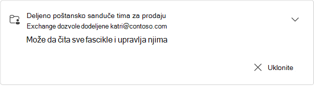 Kartica deljenog poštanskog sandučeta proširenog prodajnog tima