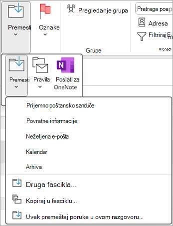 Izaberite izbrisanu stavku koju želite da vratite, a zatim koristite dugme 
