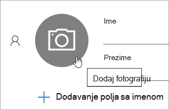 Snimak ekrana koji prikazuje opciju za dodavanje fotografije kontakta