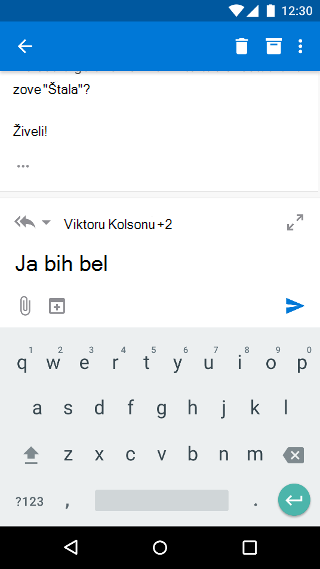 Sastavljanje e-poruke u programu Outlook Mobile