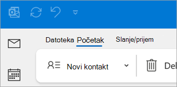Snimak ekrana novog kontakta na traci klasičnog programa Outlook