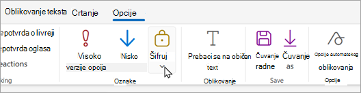 Traka sa alatkama za novu poštu ima dugme 