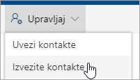 Na traci sa menijima izaberite stavku „Upravljanje“, a zatim „Izvoz kontakata“