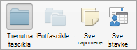 Prikazuje opcije pretrage beležaka